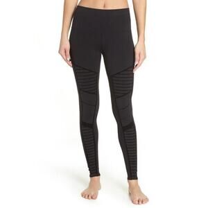 Alo Yoga Flocked High Waist Moto‎ Leggings Black Womens Size Small